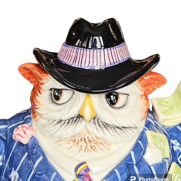 Vintage Fitz And Floyd Birdbrains Owl Capone Teapot cir 2000 - Picture 5 of 12